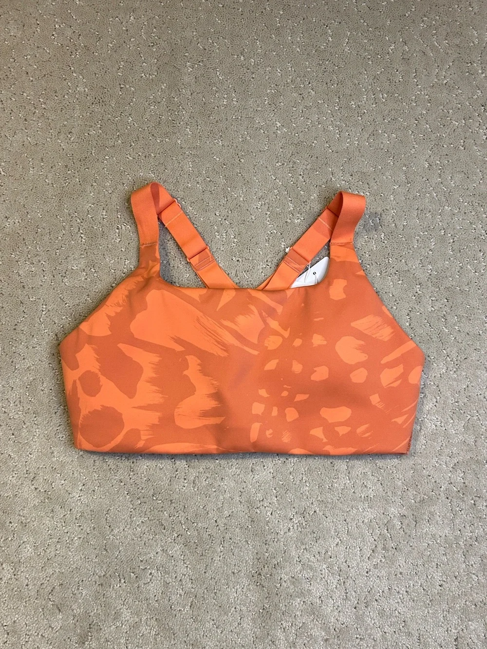 lululemon Ultralu Square-Neck Sports Bra B/C Size 6 Orange Camo Medium Support